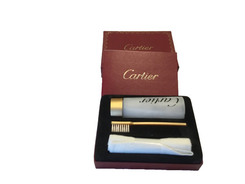 Cartier Jewelry Watch Cleaning Kit Red Box Cloth Brush Cleaner
