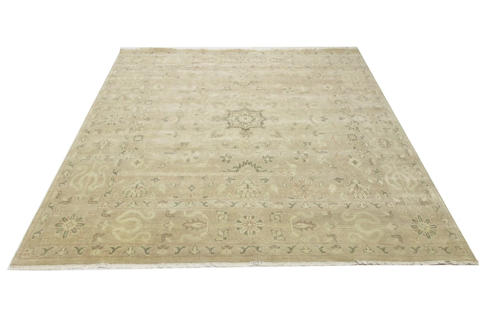 Transitional Square Oriental Rug 10X10 ft Muted Floral Bedroom Decor Carpet - Image 2 of 4