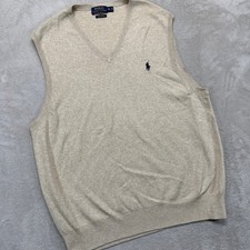Polo Ralph Lauren Sweater Vest Men's XL Beige Pima Cotton V-Neck Performance