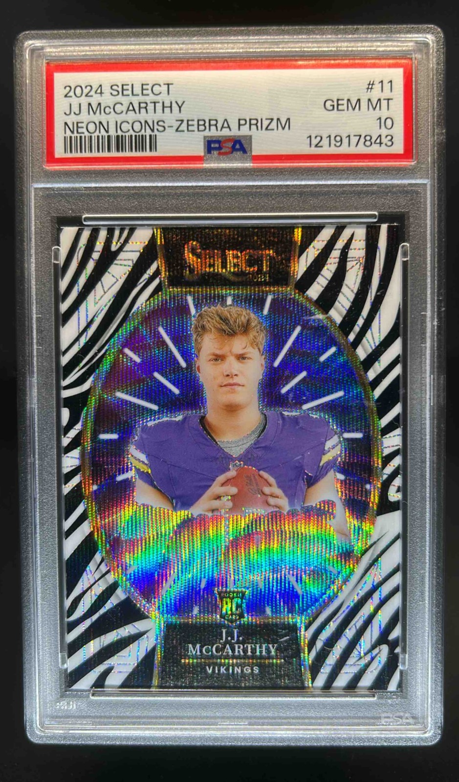 JJ McCarthy Panini Select Neon Icons #11 Zebra