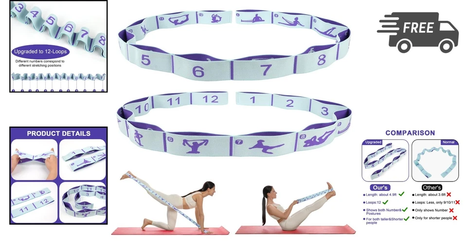 Correa de estiramiento de yoga bandas de resistencia para ejercicio fisioterapia Pilates Foto 2 de 4