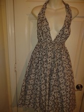 VTG 90's Paul Gaultier Black & White Daisy Halter Dress 11 Juniors Sale $60