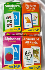 School Zone Flash Cards Numbers 0-25, Animals of All Kinds, Alphabet...Lot of 4