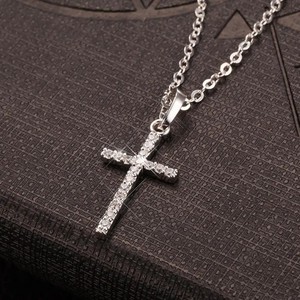 Authentic Simple Silver Gold Plated Cross Pendant Necklace Women Men's Jewelry