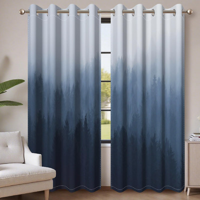 AWERT Navy Blue Ombre Blackout Curtains for Bedroom - 2 Panels, 63''L x 53''W