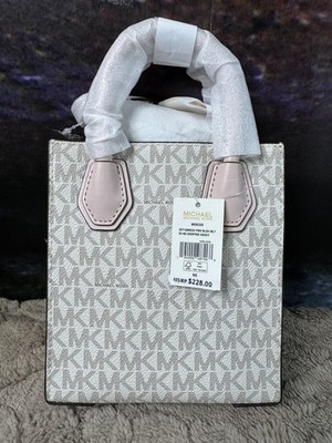 Michael Kors Tote Crossbody Bag Womens Mini Pink Logo PVC Leather Zip Top