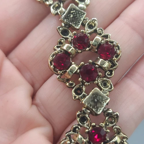 Red Rhinestone Bracelet 6.5" - Picture 13 of 16