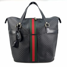 Vintage Gucci Boston Bag Tote Bag Sherry Line PVC Leather Authentic