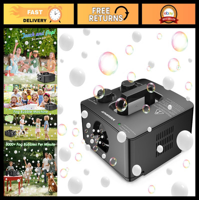 2-in-1 Fog Bubble Machine - 400W No-Spill Smoke Blower for Kids, Colorful Bubble
