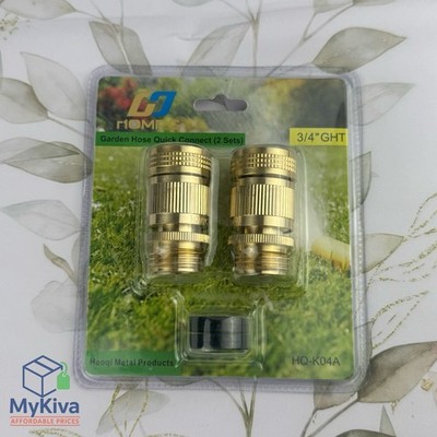 HQMPC Garden Hose Quick Connect Set 34 GHT Solid Brass Hose Fittings 2 Sets