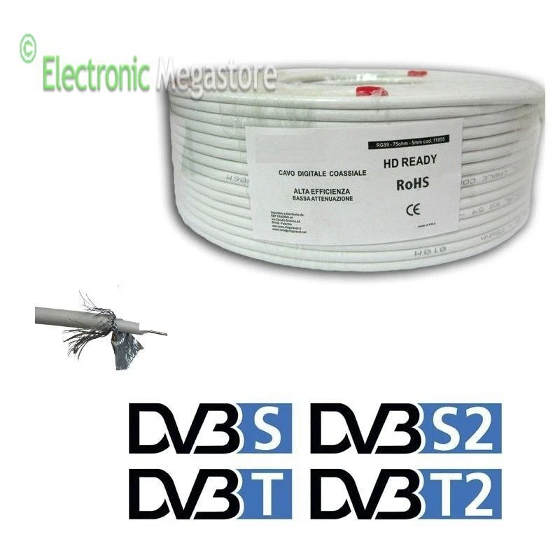 ANFEL MATASSA CAVO COASSIALE PER ANTENNA TERRESTRE SATELLITARE SAT DVB-T 5 mm DA 100 M