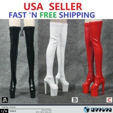 1/6 Over The Knee High Heel Zipper Boots HOLLOW For 12" Female Figure Doll