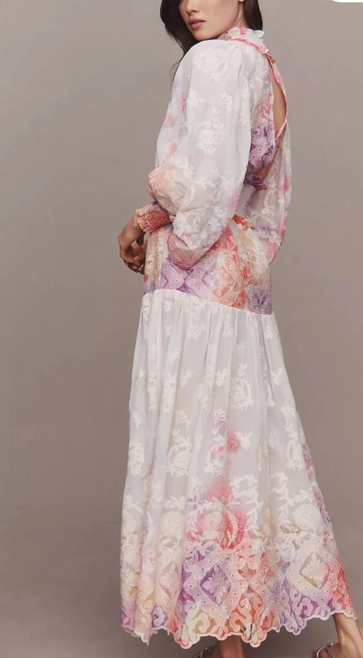 Vestido Anthropologie Bhldn Elliatt Grandeur Manga Larga Floral Organza XS NUEVO CON ETIQUETAS Foto 4 de 4