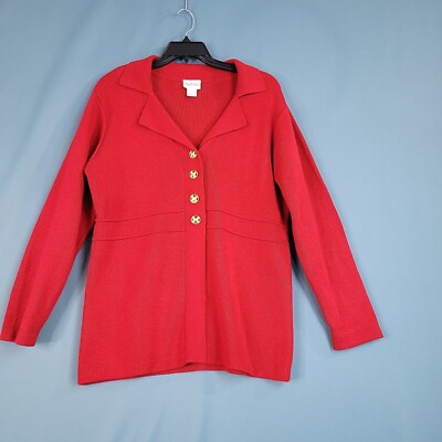 Crystal Kobe Women's Long Sleeve Sweater V-Neck Red Size L