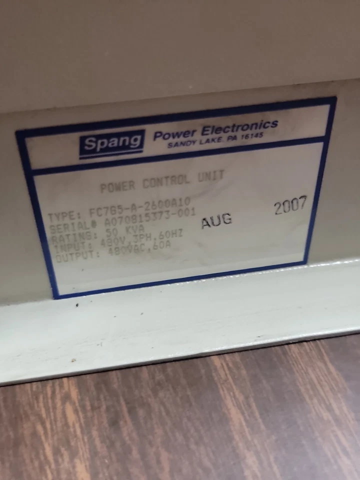 Spang FC7G5-A-2600A10 Power Control Unit 50 Kva Rating - Image 3 of 4