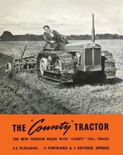 Vintage Fordson Major With County Full Tracks Tractor Poster Brochure Art (A3)