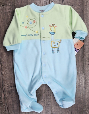 New Baby Boy Clothes Vintage Carter's 3 Month Little Star Fleece Footed Outfit