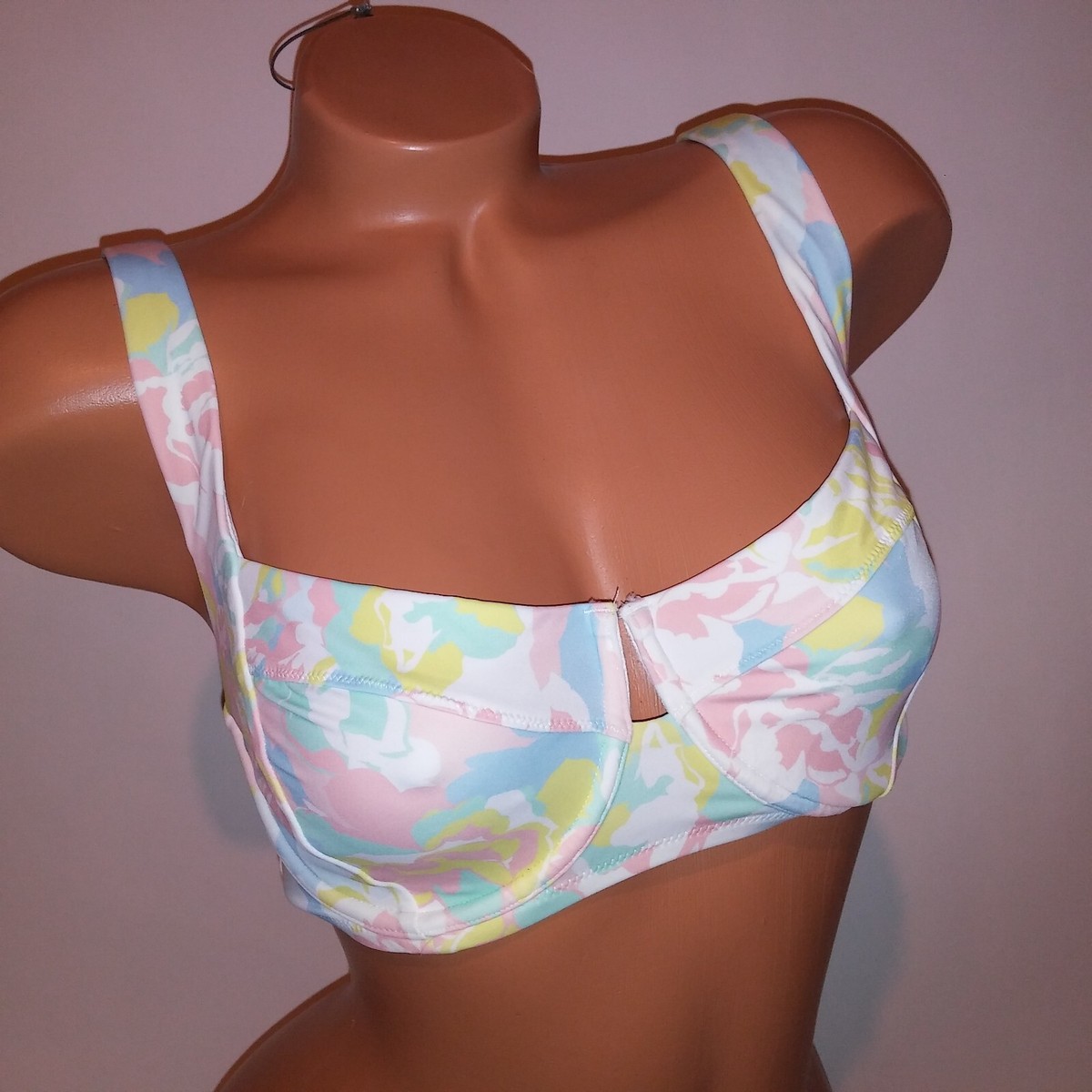 Victoria Secret Swim Bikini Top Colorful Pastel Floral Pink