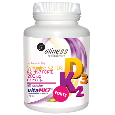 Complément Alimentaire Aliness Vitamine K2 MK-7 + D3 - 60 Capsules, Neuf Sous Blister