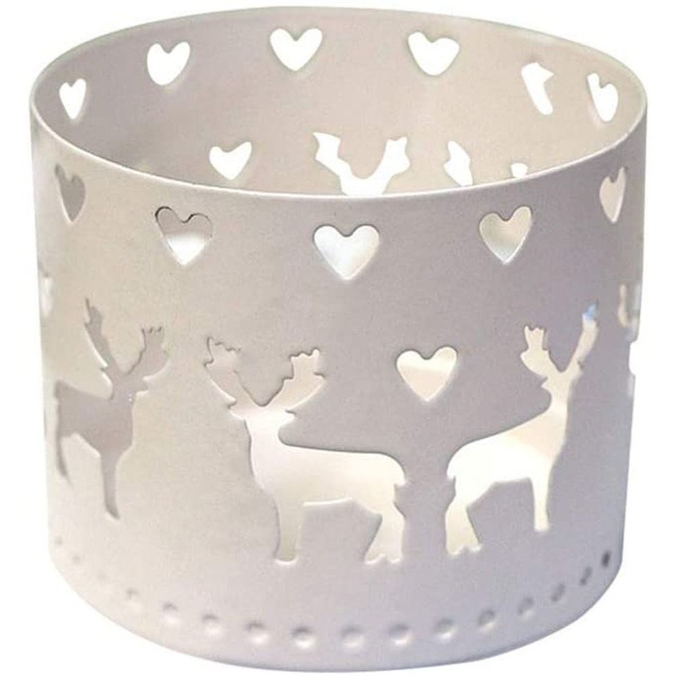 Ornaments Snowflake Deer Xmas Tree Hollow Candle Holder Christmas