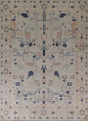 Oushak Turkish 8x10 Ft. Living room Rug Green Vegetable Dye Handmade Wool carpet