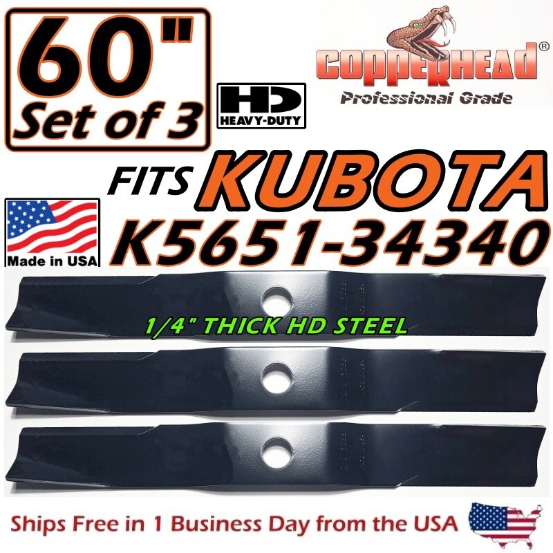 COPPERHEAD 3PK 60" HD KUBOTA B2150, G1900 BLADES 7653934330, K5647