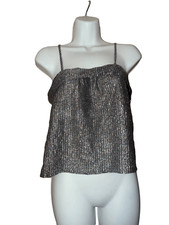 Vintage Union Made 1970s Disco Era Metallic Acetate Cami Crop Top