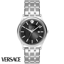 Versace VE4A00520 Aiakos black silver Stainless Steel Men's Watch NEW