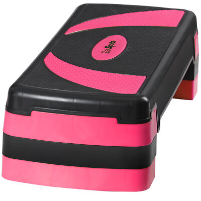 Segawe 4"–6"–8" Height-Adjustable Aerobics Platform – Pink Fitness Stepper, 250 Lb Capacity