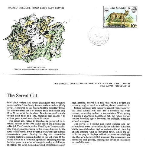 GAMBIA 1976. FOUR WORLD WILDLIFE. FIRST DAY COVERS PLUS INFO. CARDS. - Picture 4 of 4