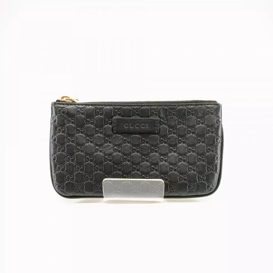 Gucci Sima Porte monnaie Porte clés Micro GG Supreme Cuir Noir Authentique