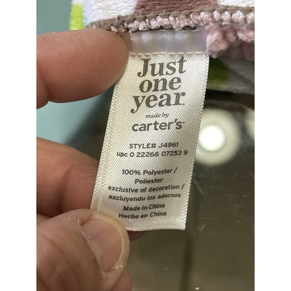 Manta elefante punto rosa Carter's Just One Year flor Minky Sherpa Foto 3 de 4