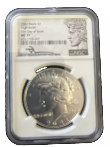 2021 PEACE DOLLAR High Relief First Day Of Issue NGC Certified MS70, Mercanti si