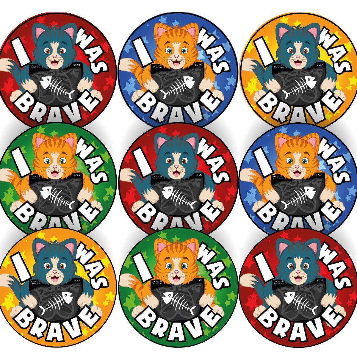 144 X-Ray Cat Scan Bravery Award 30 mm Reward Stickers for Nurses, Doctors