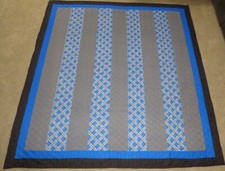 Handmade Machine Stitched Blue, Gray  Black Quilt 81" x 88" Twin