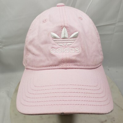 Adidas Trefoil Logo Cap Pink Hat Embroidered Cotton Strap Back Adjustable 