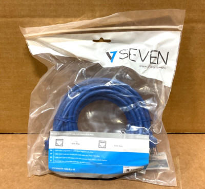 V7 RJ45 CAT-6 Patch Cable, Snagless Molded V7CAT6UTP-10M-BLU-1E (LOT OF 2)