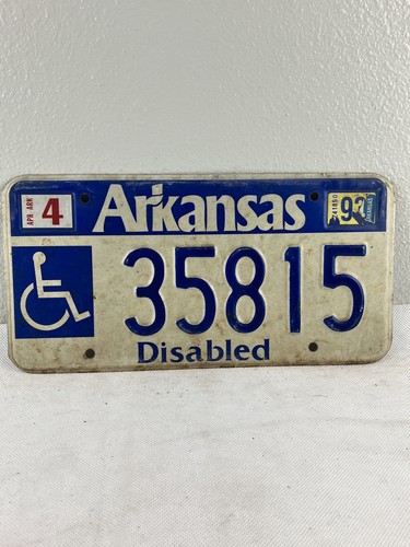 ARKANSAS 1993 LICENSE PLATE #35815 -DISABLED- RARE - 🔥HI QUALITY🔥