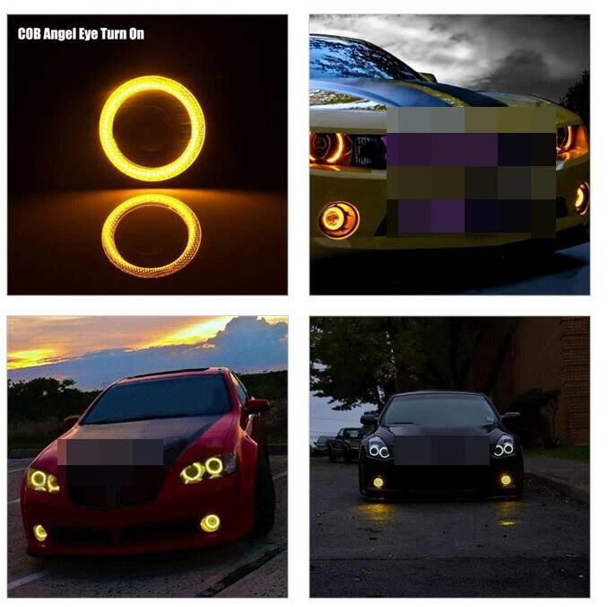 2X 3" inch Round Yellow LED Fog Lights with Amber Angel Eyes Halo For Truck Car - Image 2 of 4