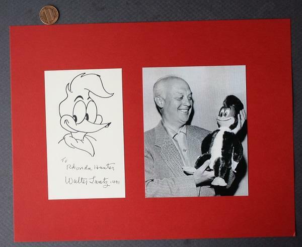 Woody Woodpecker comic strip artist Walter Lantz signed autograph