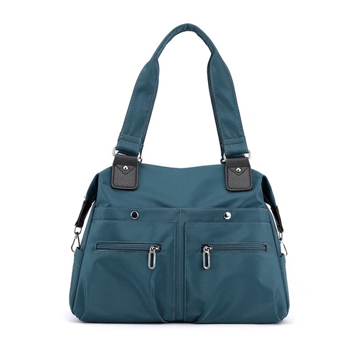 Große Kapazität leichte wasserdichte Nylon-Schultertasche mit mehreren Taschen und Reißverschluss - Bild 11 von 18