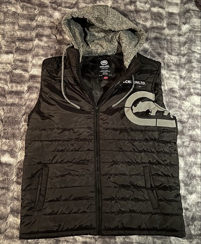 Black Sleeveless Hoodie Puffer Vest 
