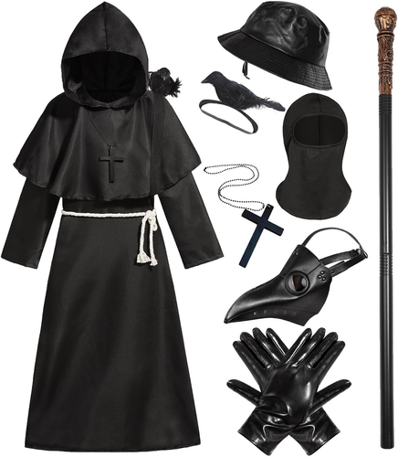 Plague Doctor Halloween Costumes for Kids Boy Girls Steampunk Leatherface Costum