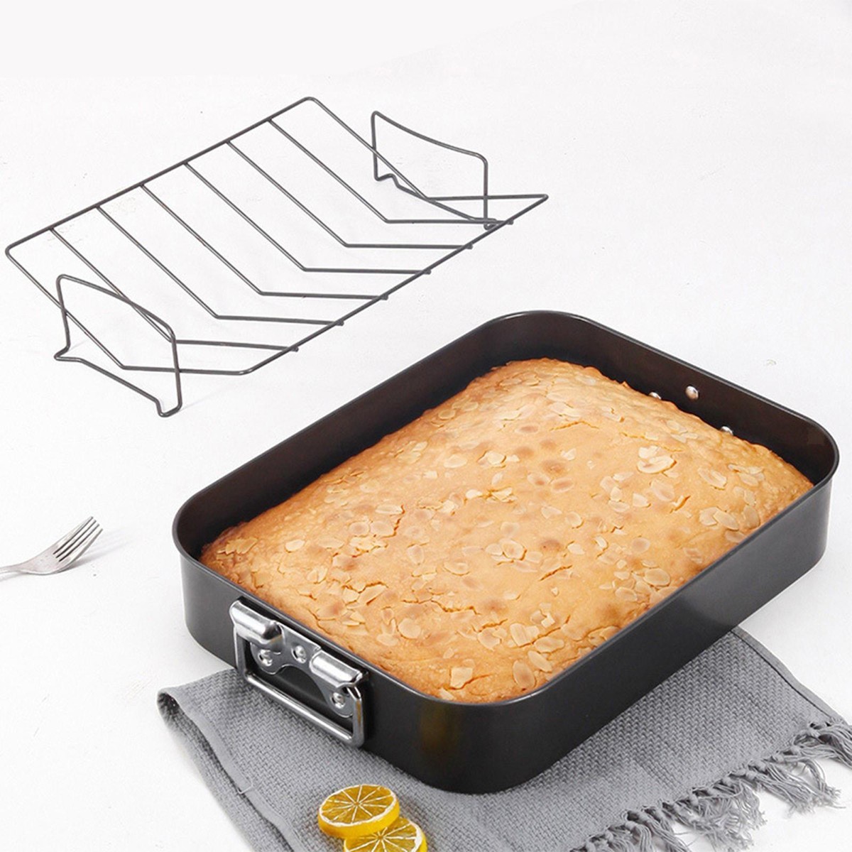 Roasting Pan with Rack 16 inch Baking Tray for Meat Roasting