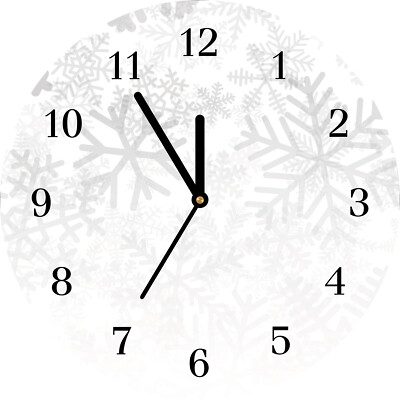 Tulup Glas Wanduhr fi30cm - Schwarz - Deko - Winter Snow Snowflakes