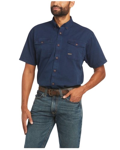 Ariat Men's Navy Rebar Washed Twill 