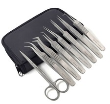 7 PCS Eyelash Extension Tweezers Straight Curved Stainless Scissors Set