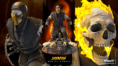 3D Resin Printed Scorpion Statue Model Kit - Unpainted & Unassembled - Mortal Ko