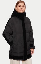 Bnwt New Jigsaw Annas Eco Down Puffer Black Velvet Trim Size Small