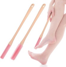 2Pack Toe Cleaning Brush,15.7" Silicone Foot Scrubber in Shower with Long Handle
